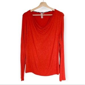 Dolan Left Coast Orange Draped Neck Knit Top M